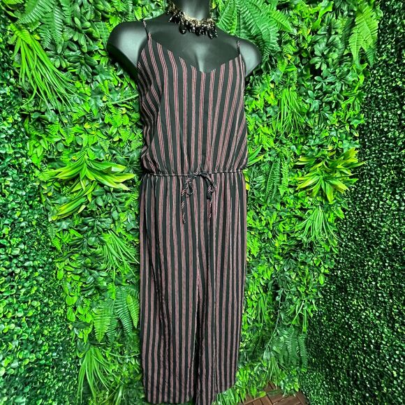 Women Jumpsuit Pants 3XL‎ Black Red Striped Stretch Waist AMBIANCE 1222 - Picture 6 of 7